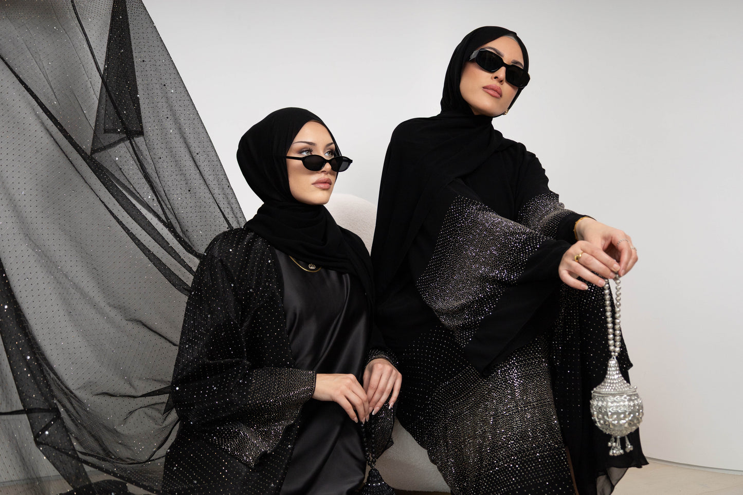 Full Diamond Abaya – 3-Piece Set