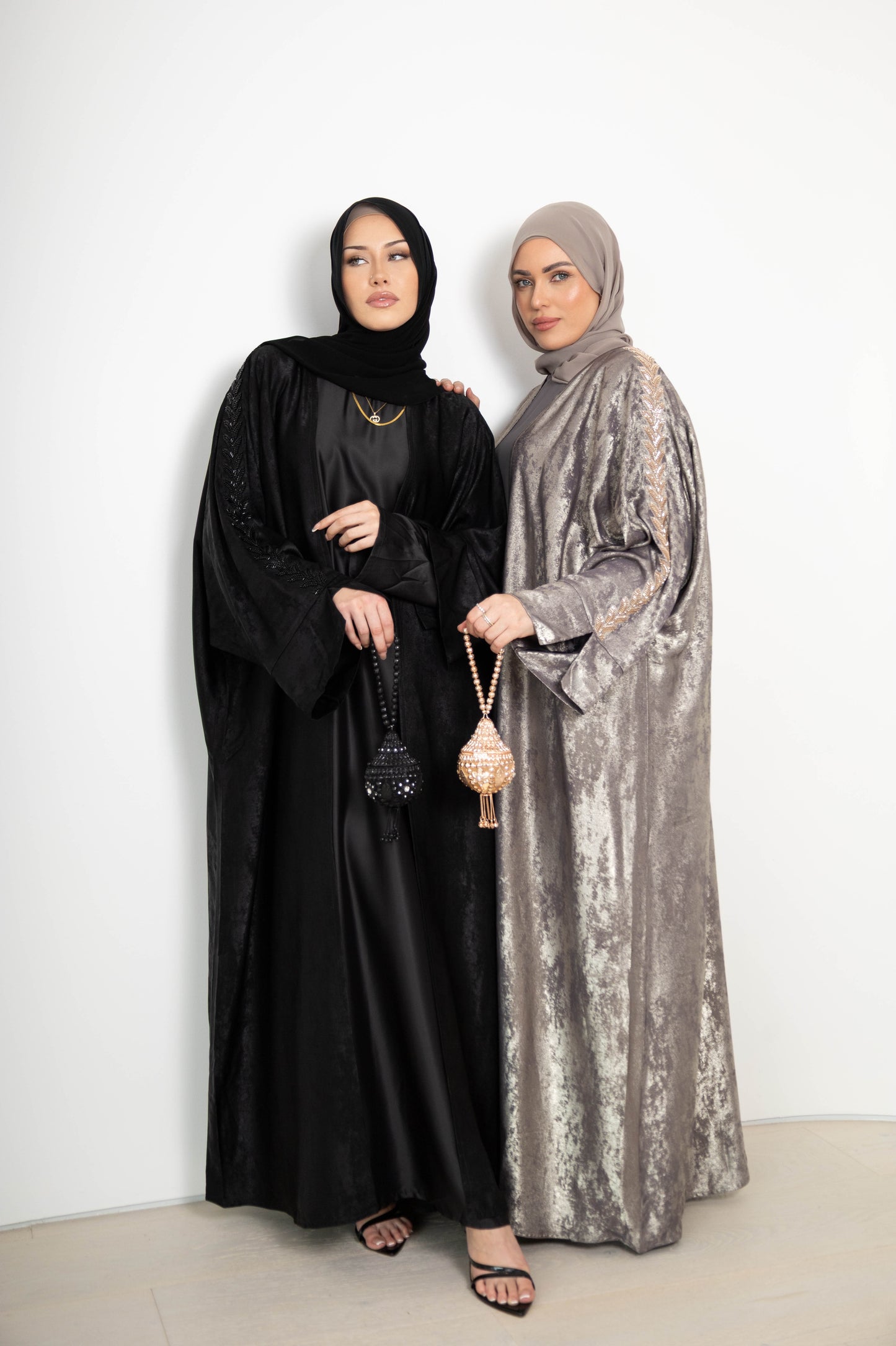 Beaded Metallica Abaya – 3-Piece Set