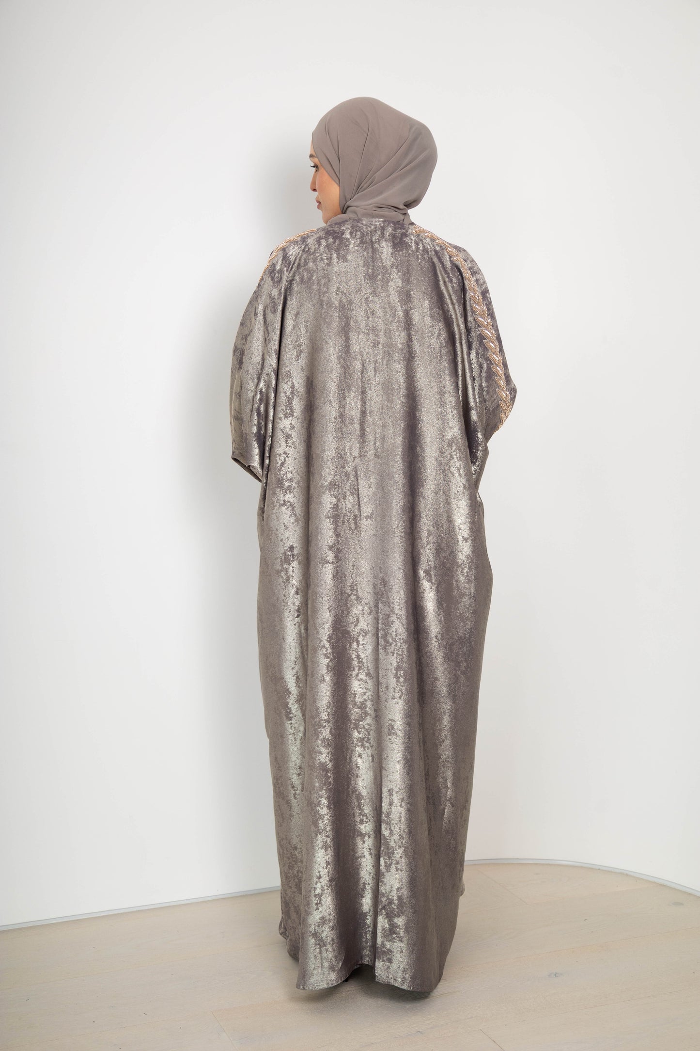 Beaded Metallica Abaya – 3-Piece Set