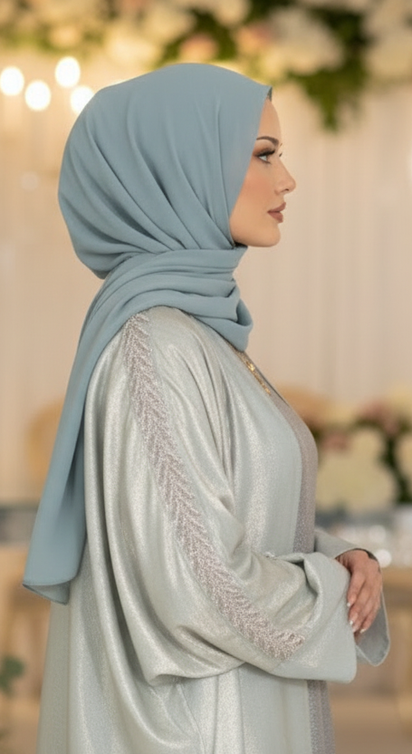 Beaded Metallica Abaya – 2-Piece Set