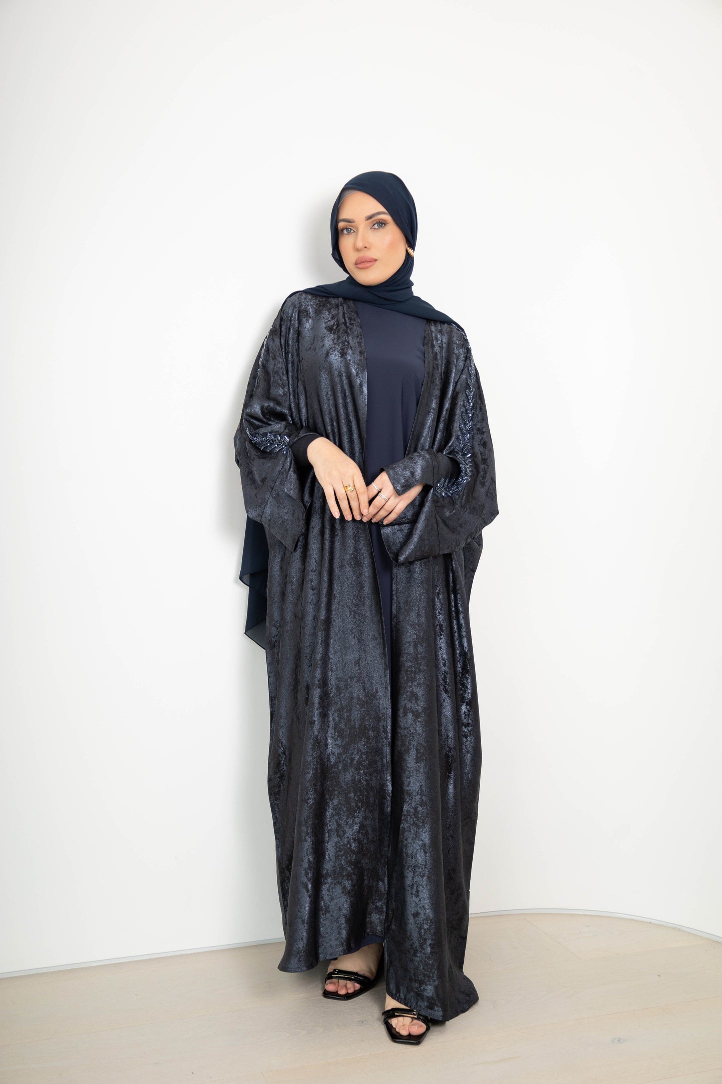 Beaded Metallica Abaya – 3-Piece Set