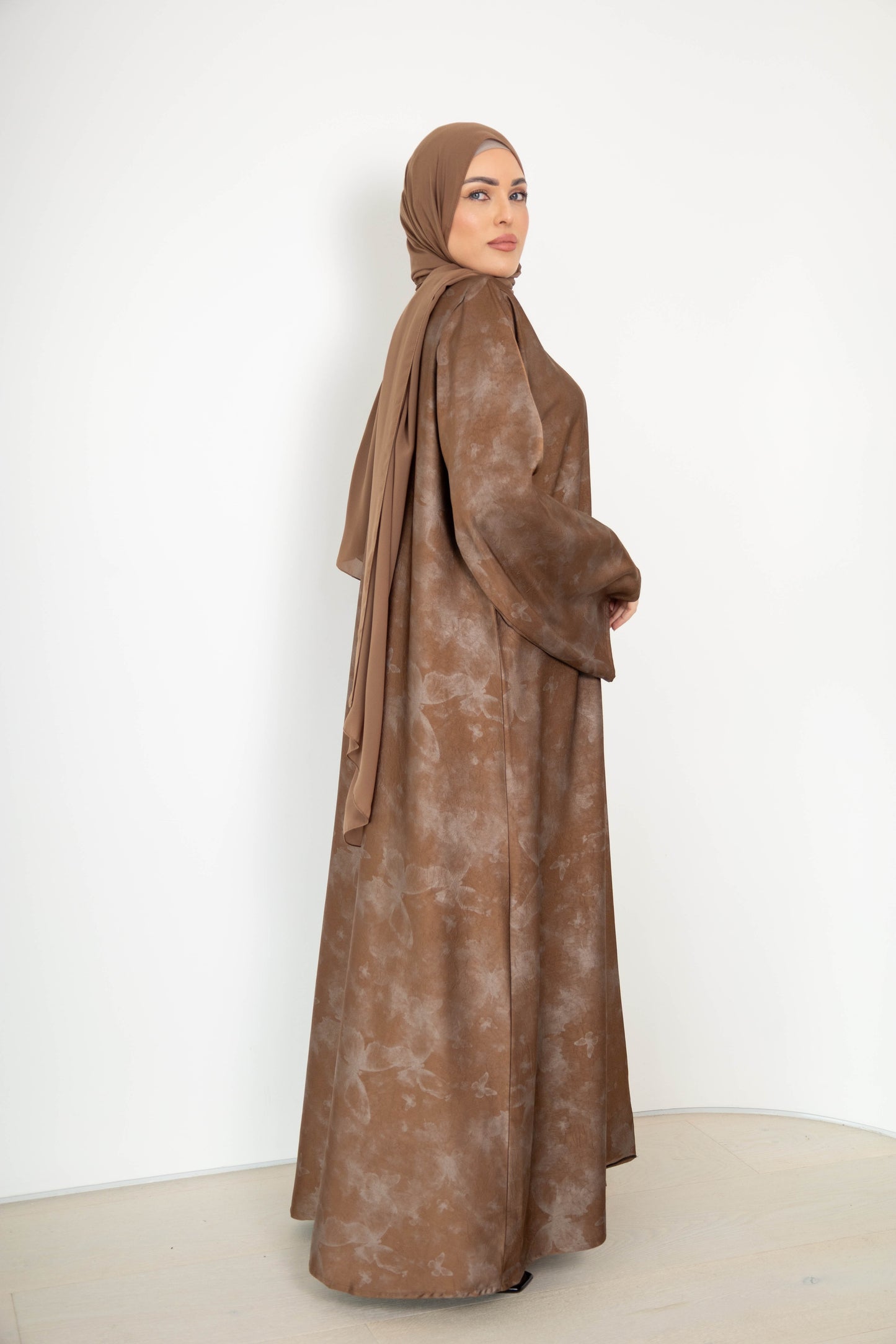 Butterfly print  Abaya with Scarf