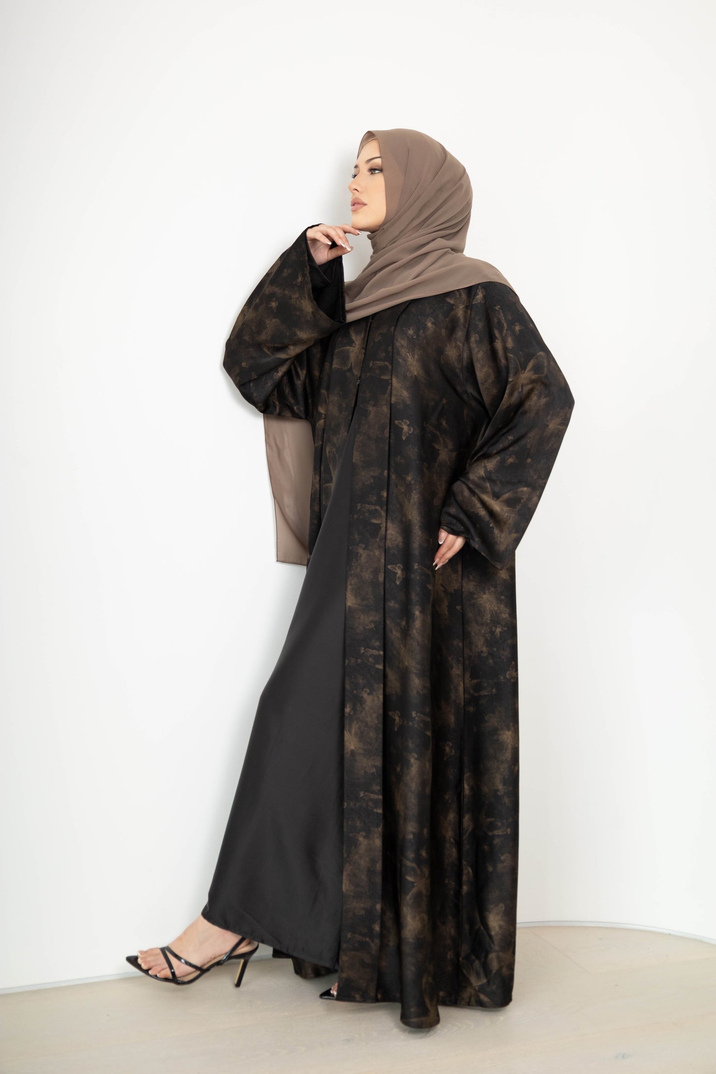 Butterfly print  Abaya with Scarf