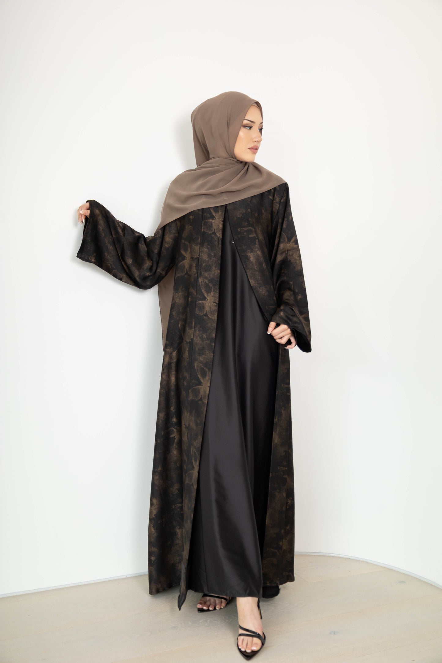 Butterfly print  Abaya with Scarf