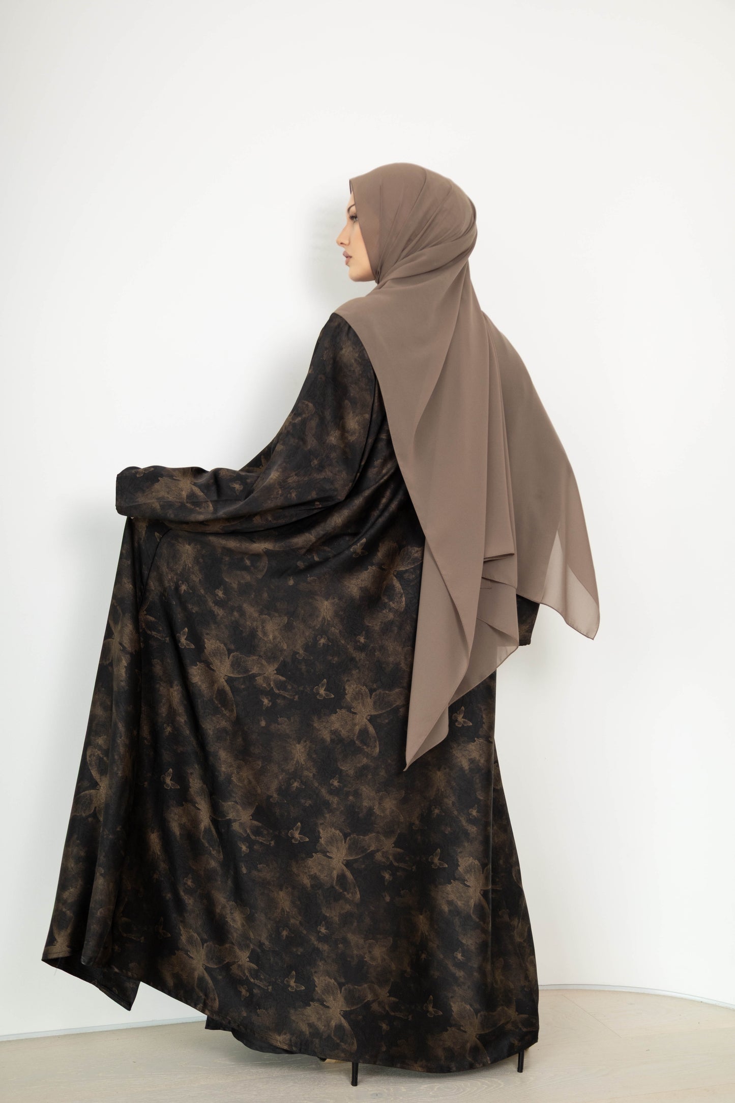 Butterfly print  Abaya with Scarf