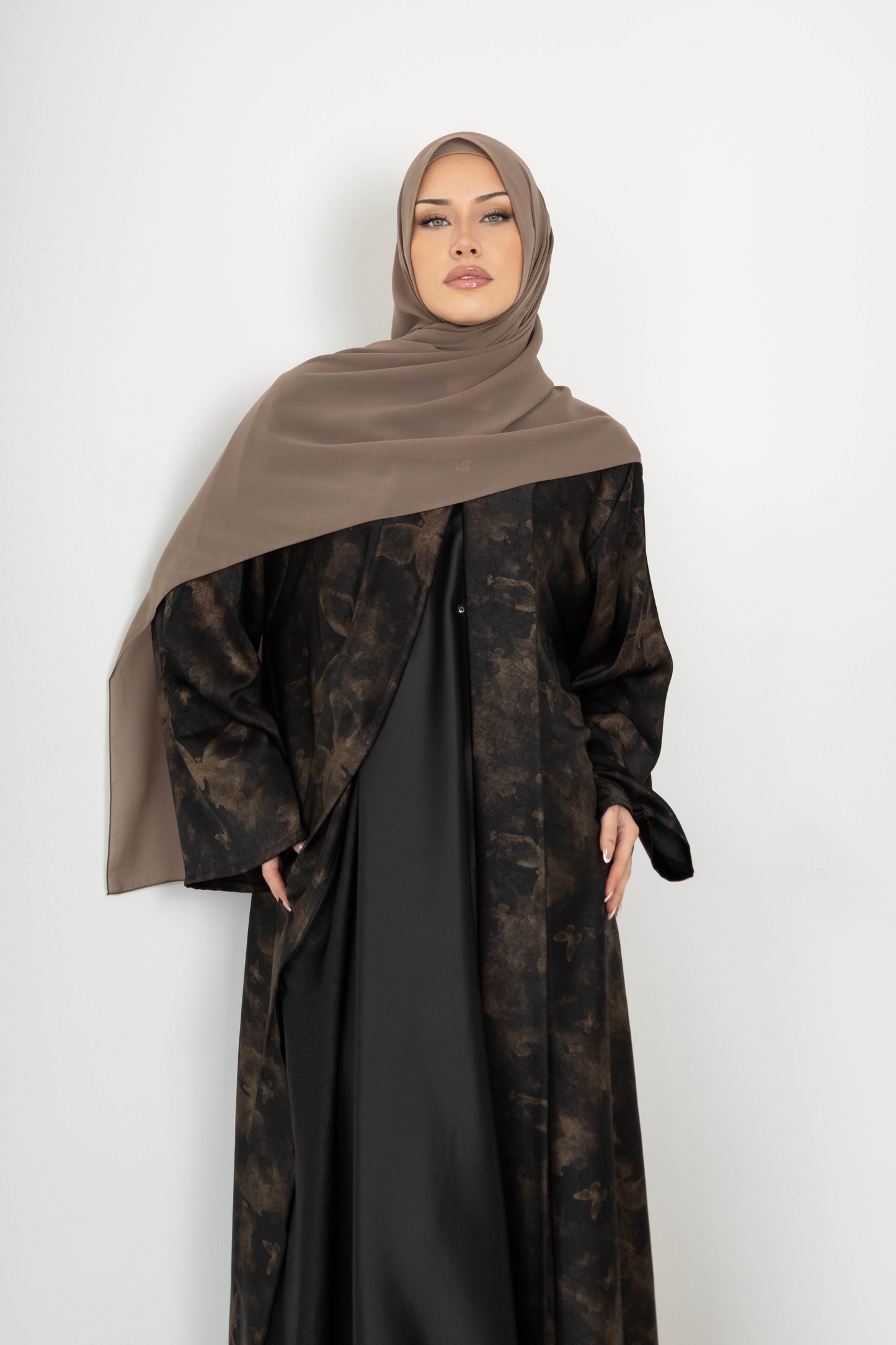 Butterfly print  Abaya with Scarf