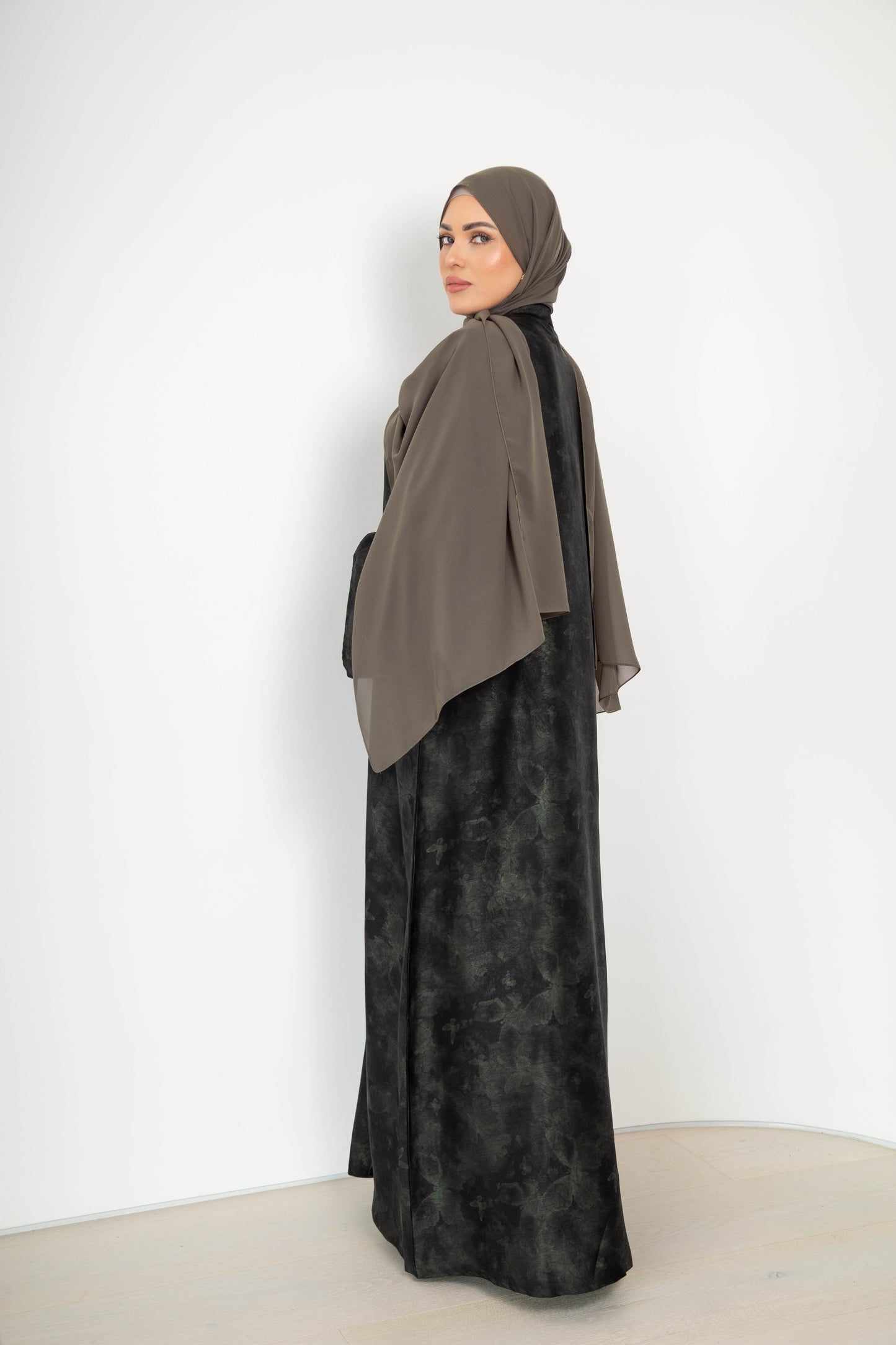 Butterfly print  Abaya with Scarf