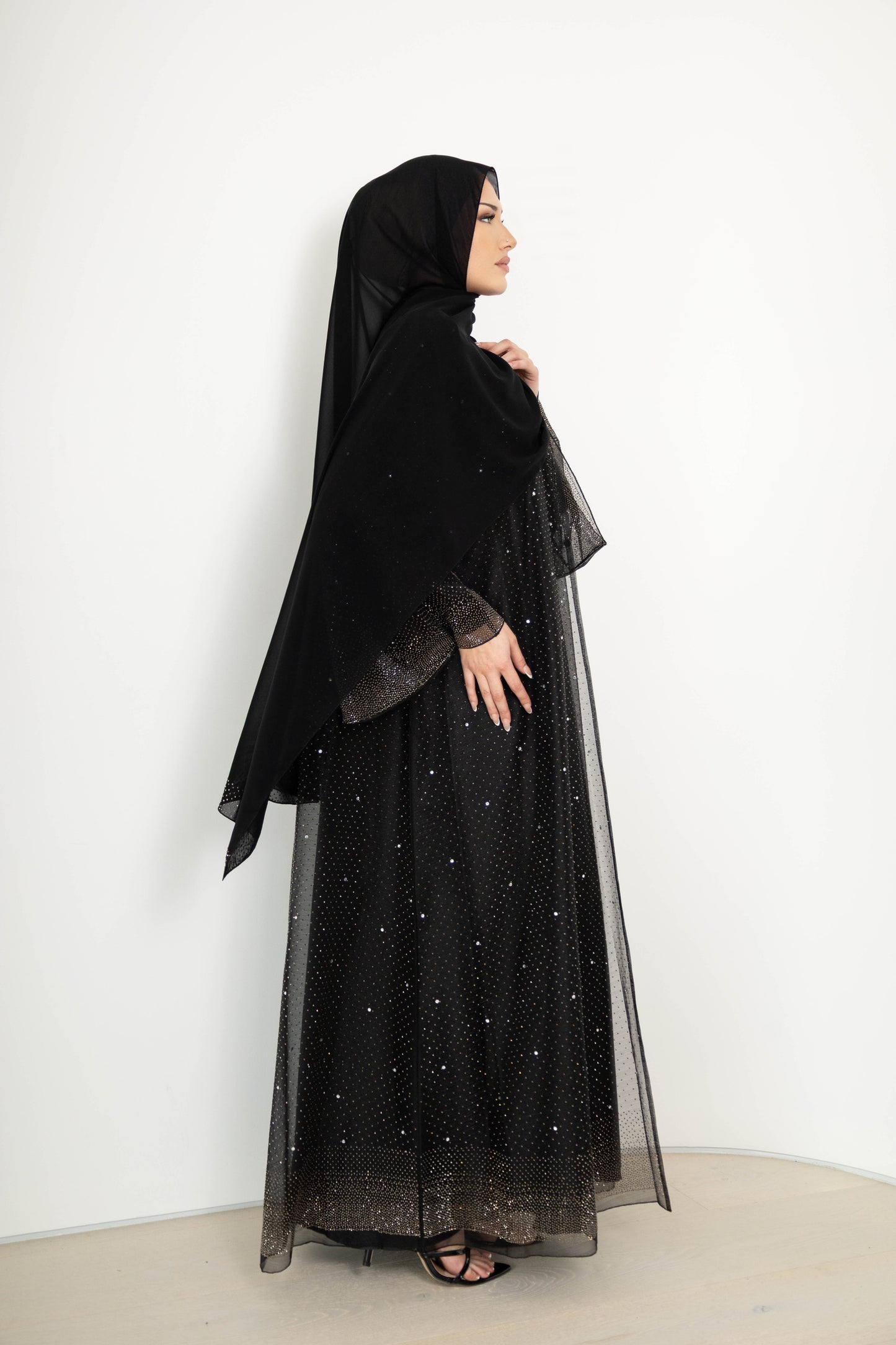 Full Diamond Abaya – 3-Piece Set