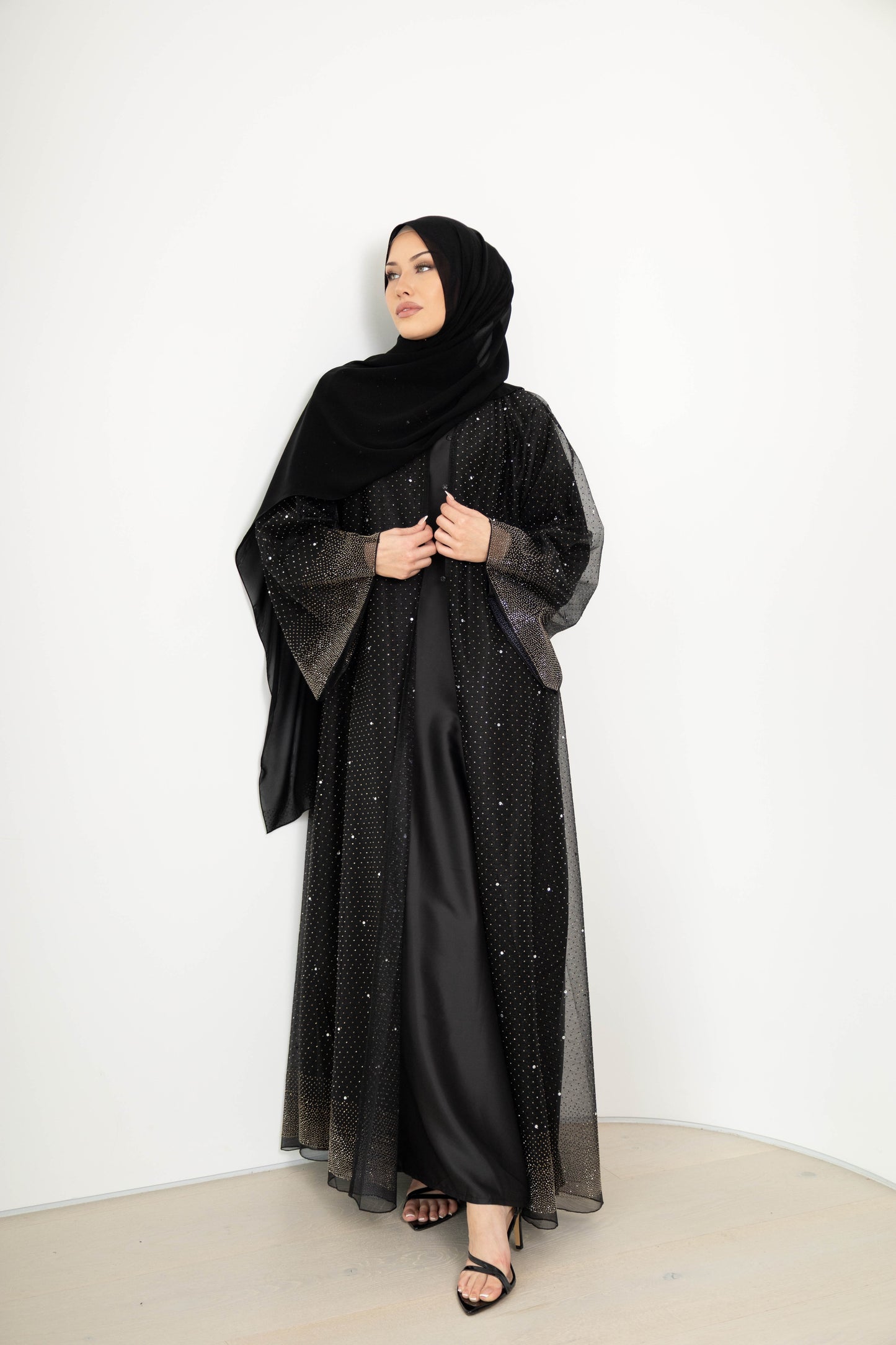 Full Diamond Abaya – 3-Piece Set