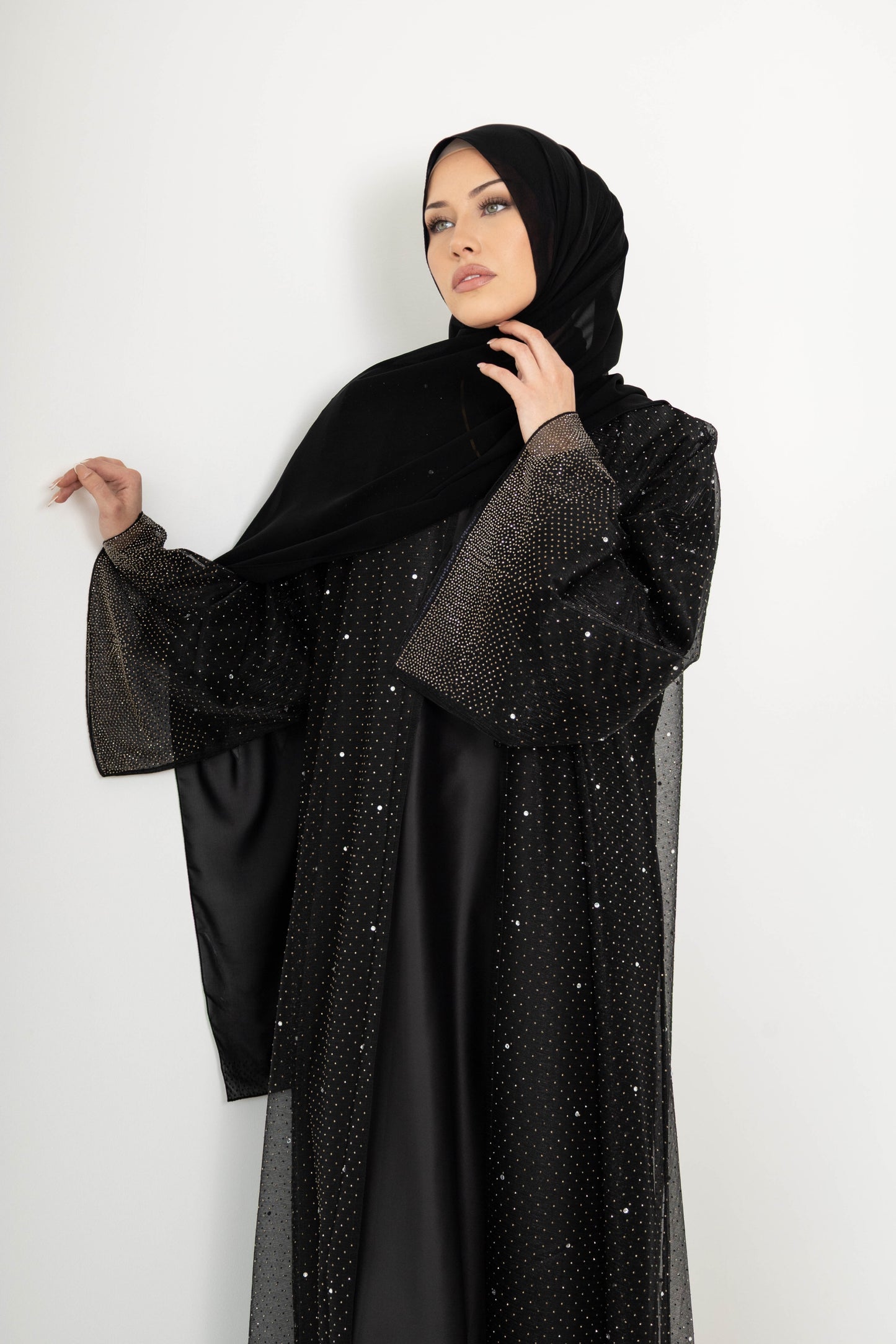 Full Diamond Abaya – 3-Piece Set