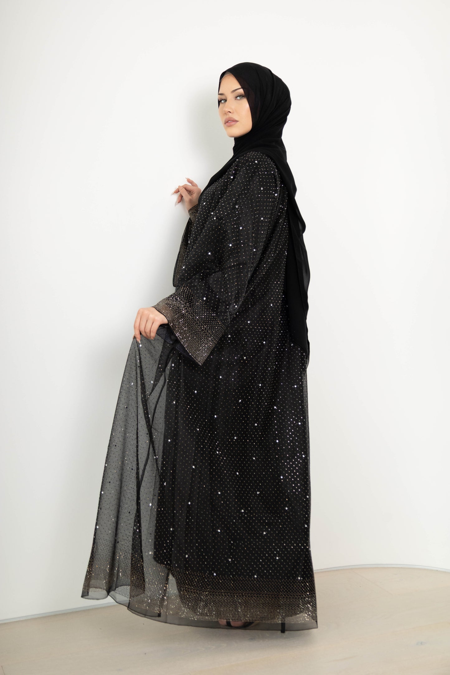 Full Diamond Abaya – 3-Piece Set