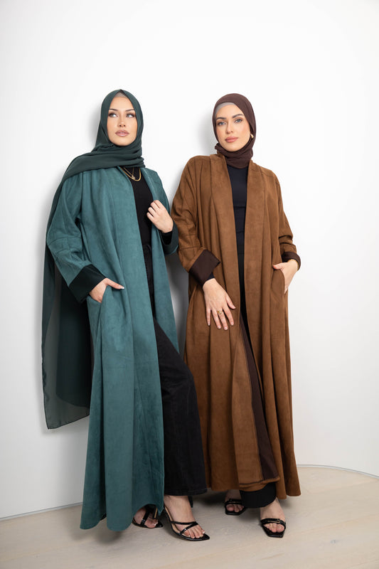 Eman Suede Abaya – 2-Piece Set
