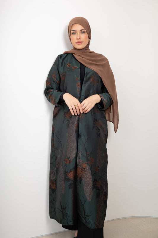 Peacock 2pc Abaya - Green