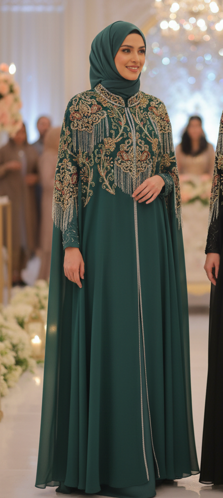 Nadia Chiffon Embellished Cape