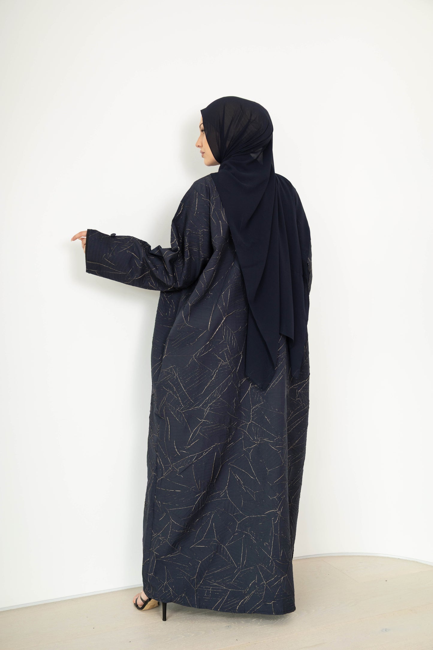 Dalia Textured Jacket Abaya with pockets - 2pc