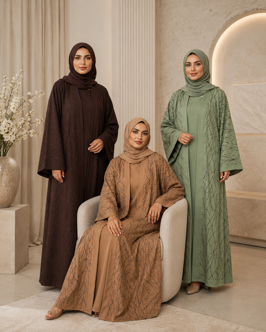 SOPHIA straight cut 4pc Abaya Set