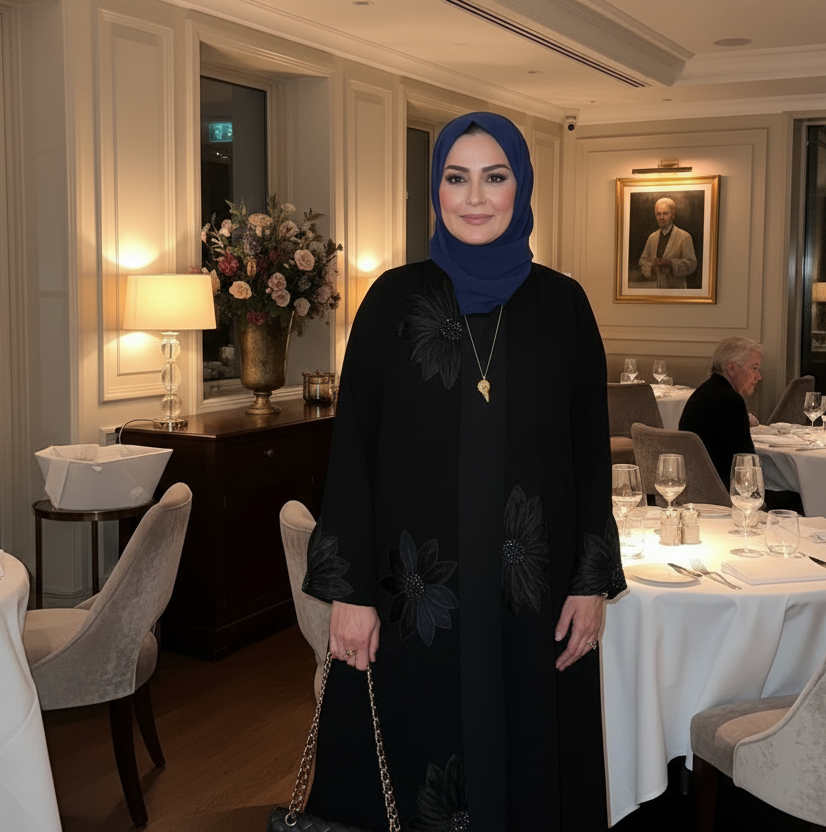 Chic Bloom Black Navy Bloom 2 Pc Abaya Set