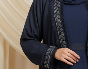 Raheel Deep Navy               2 Pc Abaya Set