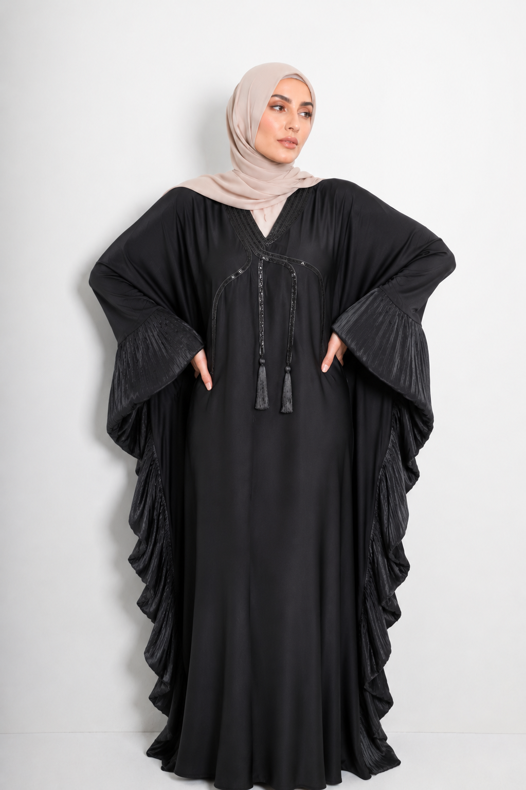 Maria Ruffle Abaya with Matching Scarf