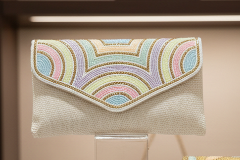 Lola Beaded linen clutch