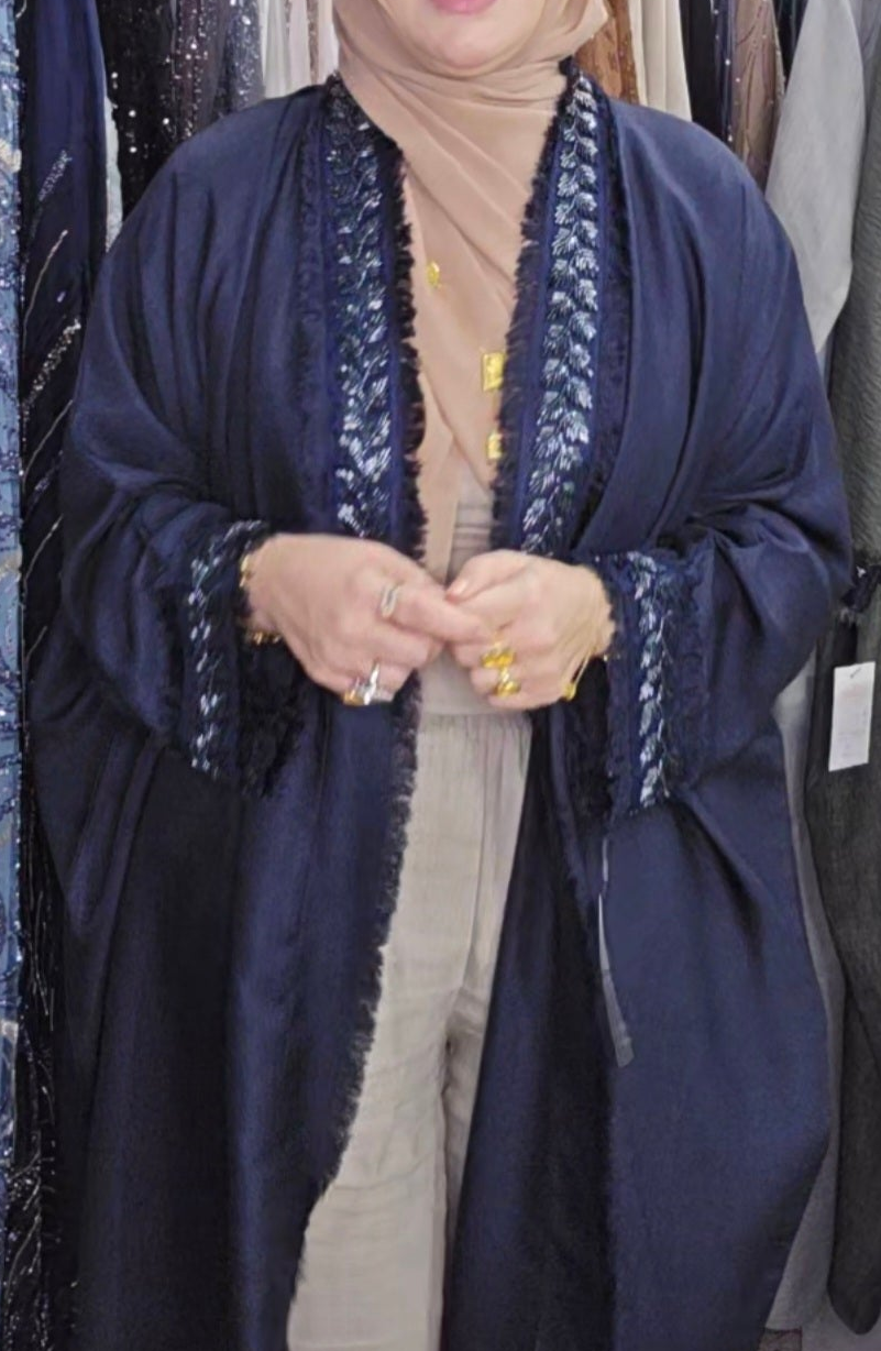 Raheel Deep Navy               2 Pc Abaya Set