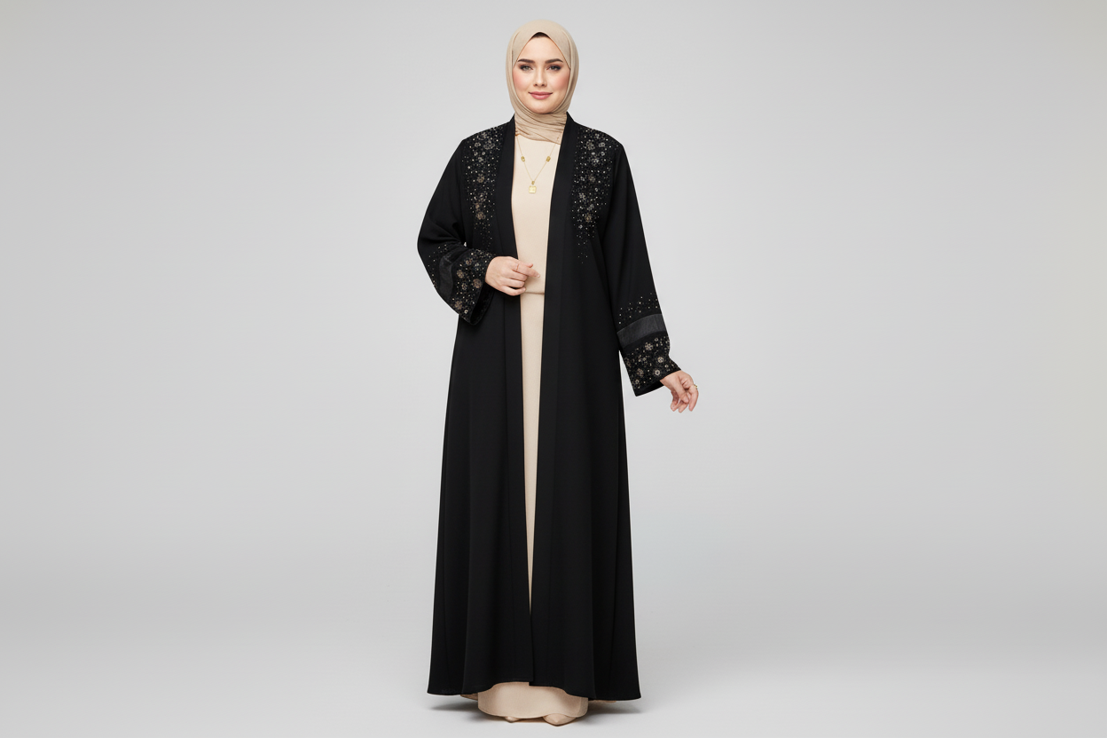 WASL BEADED 3pc Abaya