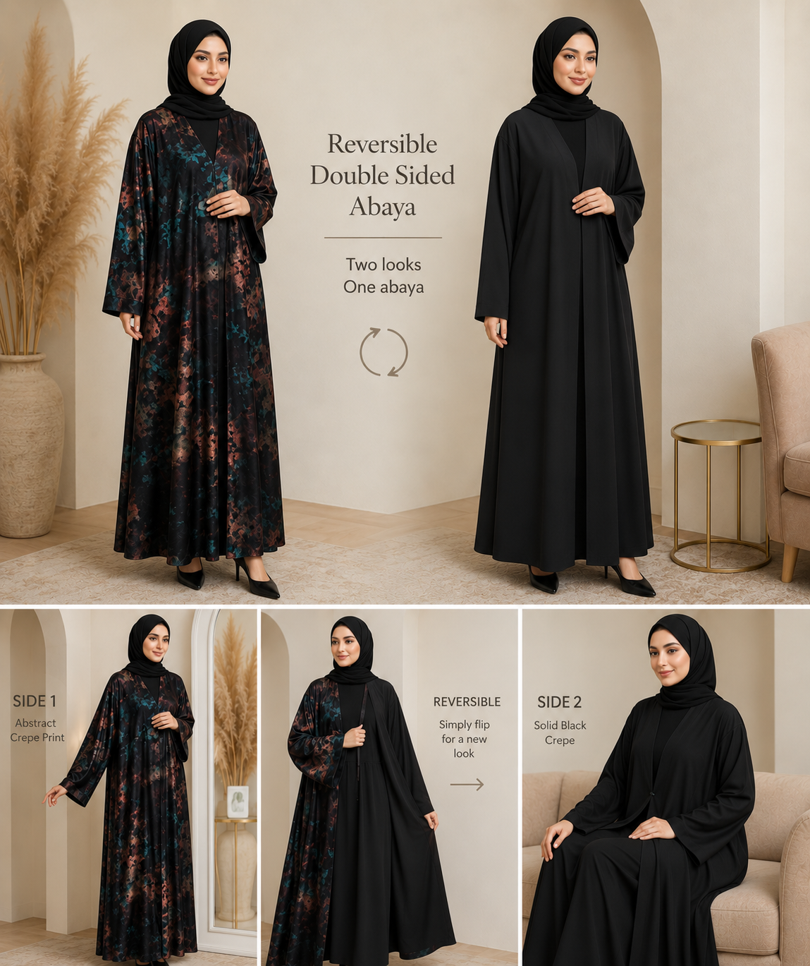 HANNA Lux Double-Sided 2pc Velevt Abaya