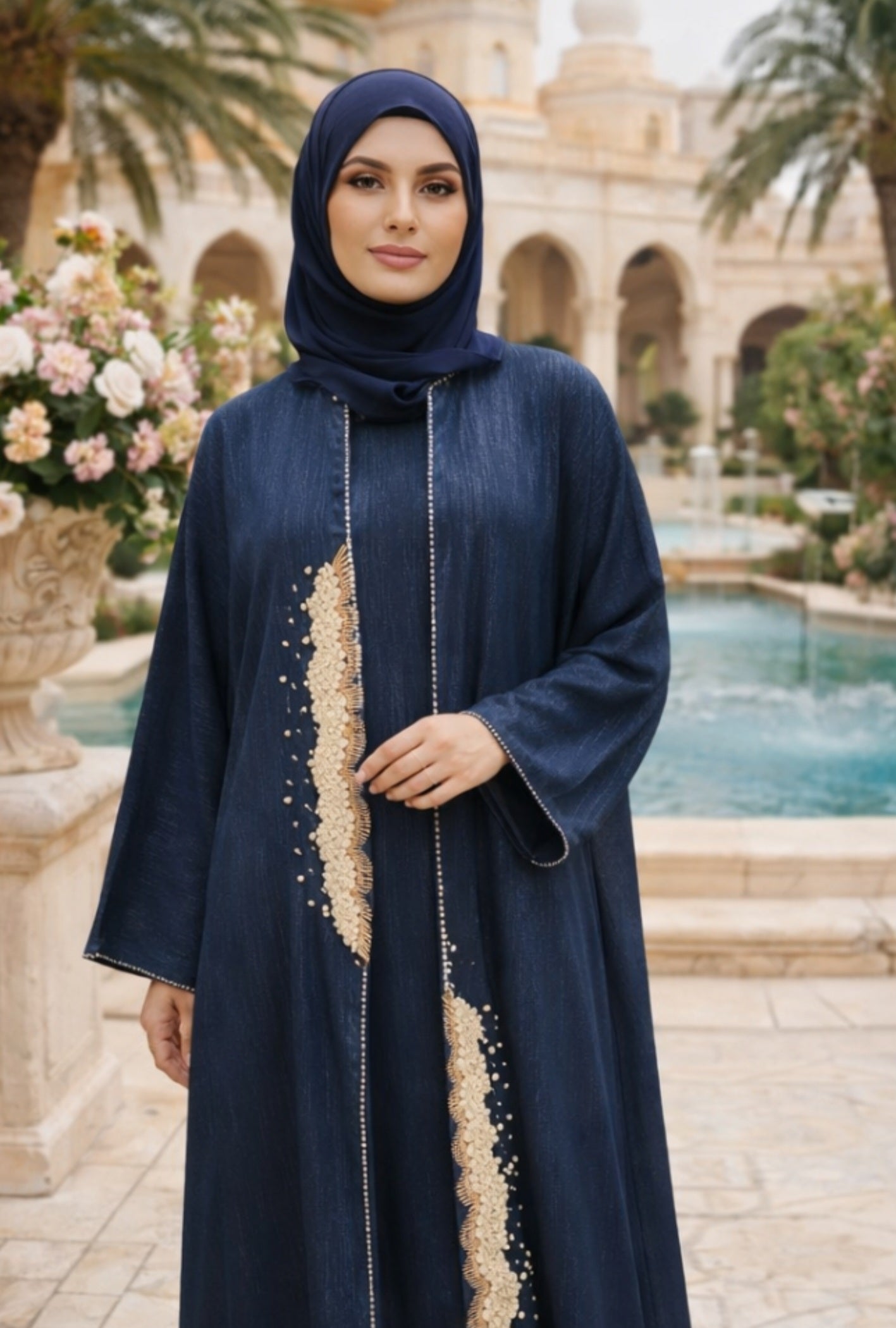 KAYSHINE MIDNIGHT BLUE PEARL ABAYA 2pc Abaya Set