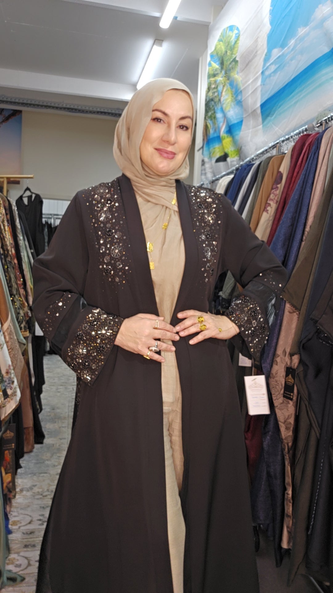 WASL BEADED 3pc Abaya