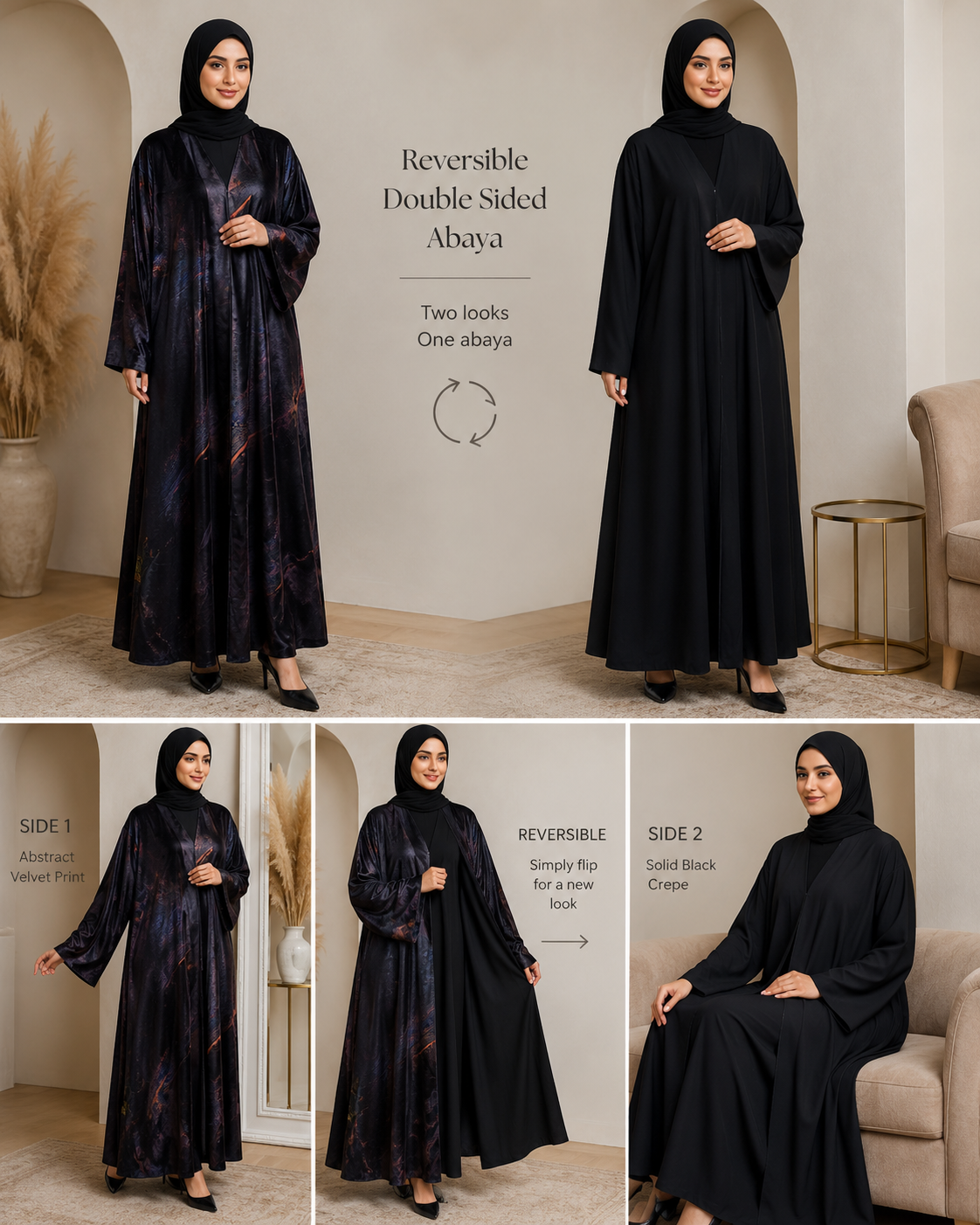 HANNA Lux Double-Sided 2pc Velevt Abaya
