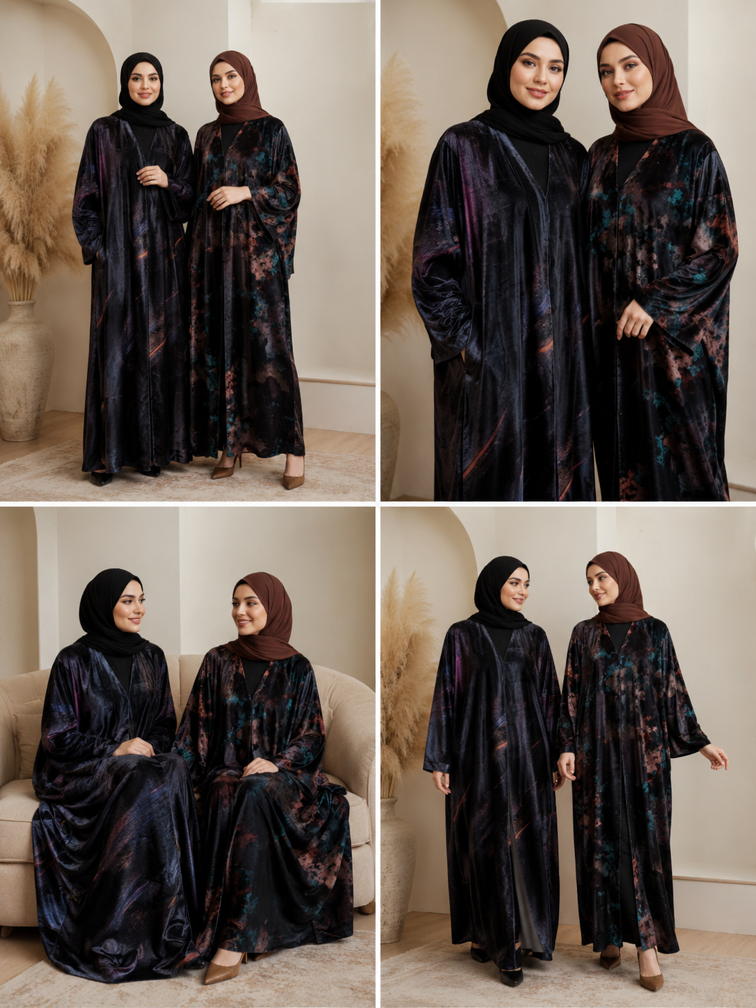 HANNA Lux Double-Sided 2pc Velevt Abaya