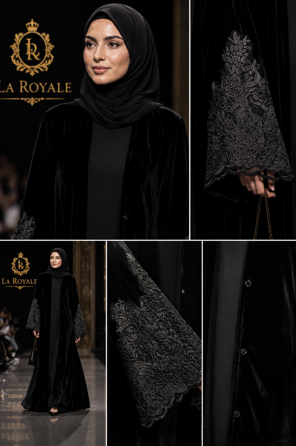 English lace Lux Noir Velvet 2pc