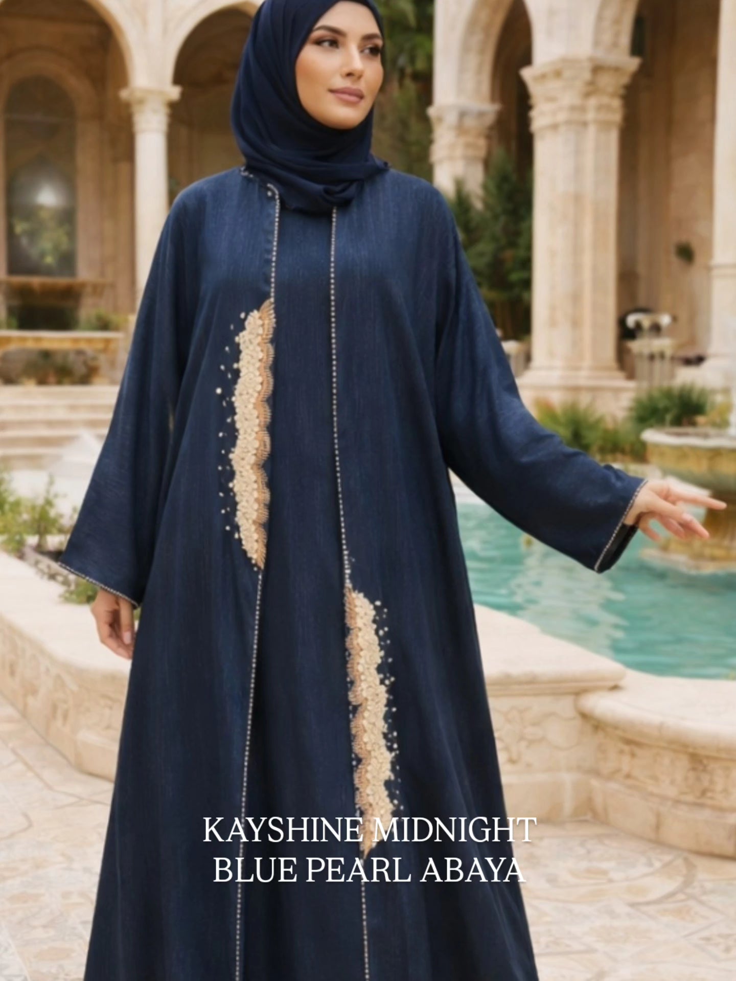 KAYSHINE MIDNIGHT BLUE PEARL ABAYA 2pc Abaya Set