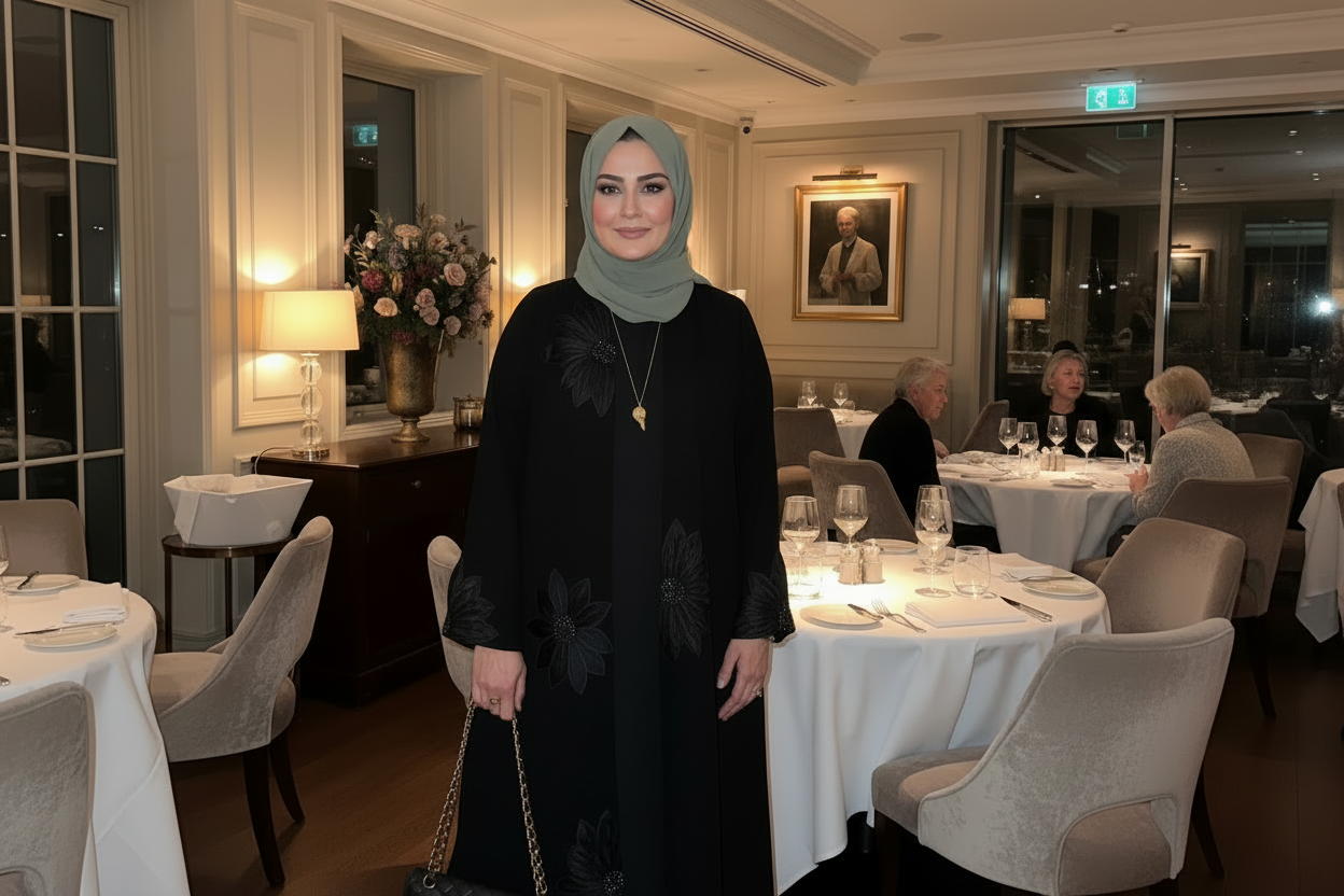 Chic Bloom Black Navy Bloom 2 Pc Abaya Set