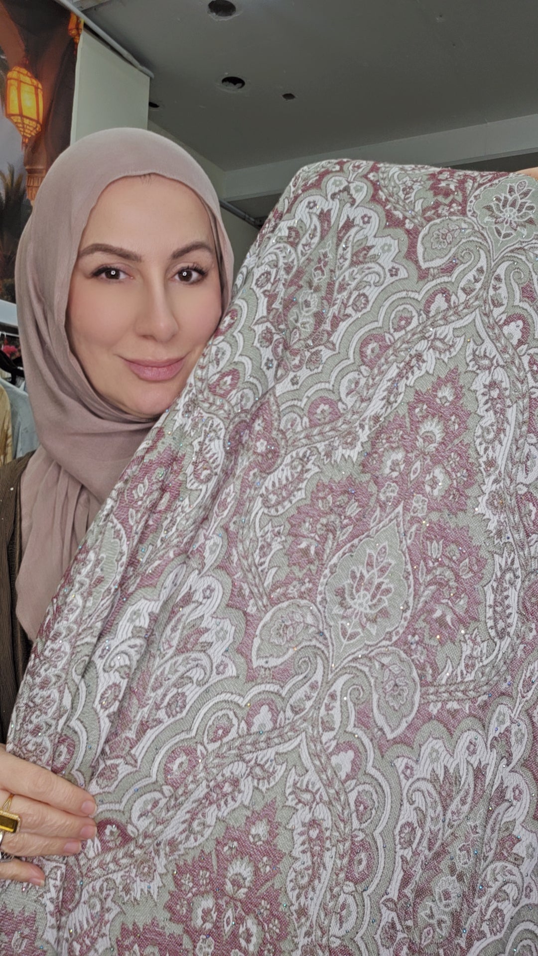 3pc Pashmina Abaya with inner dress and full Pashmina shawl (with stonework)
