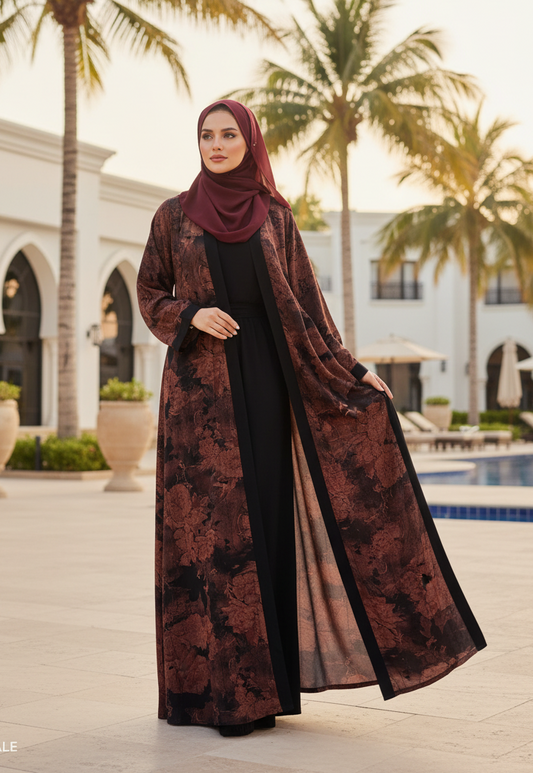 SHAYAKA Double-Sided chiffon 2pcc Abaya Set